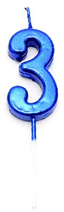 SHATCHI Blue 3 Number Candle Boys Birthday Wedding Anniversary New Year Party Cake Decorations Topper,4.5 cm