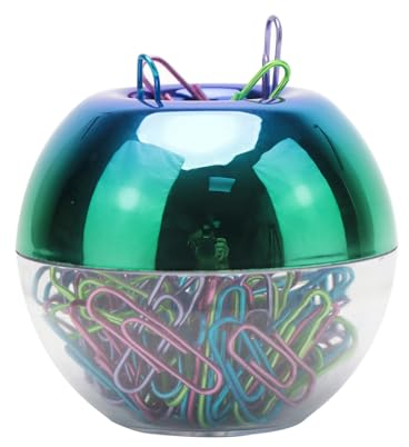 NatSumeBasics Büroklammer-Halter, regenbogenfarben, magnetischer Büroklammer-Spender mit 100 bunten Büroklammern für Schreibtisch, Büro, Schule, Zuhause, Organizer, Zubehör (Regenbogen)