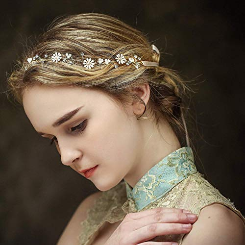 Wohlstand Haarschmuck Brautschmuck Haarnadeln,Vintage Braut Haar Kamm Rebe Stirnbänder 35.5 * 1.5cm,Strass Haarschmuck Haarspangen Perlen Blumen Hochzeit Haarteile Strass Perlen Hochzeit Haarschmuck