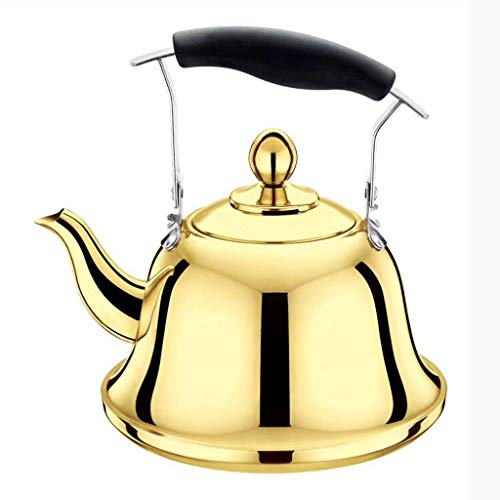 RANRANJJ Bouilloire électrique avec infuseur Feuille en acier inoxydable Théière Théière en or rose pour cuisinière, plaque de cuisson à induction, chauffe-eau, théière, cuivre, 2 litres, 2 litres