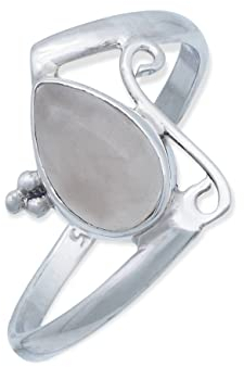 mantraroma Damen Ring 925 Silber Rosenquarz Edelstein rosa schlicht groß modern