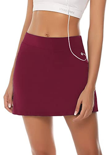 iClosam Rock Damen mit Hose Integriert Tennis Rock Kurz Hohe Taille Sportrock Golfrock 2 in 1 mit Innenshorts und Seitlichem Schlitz Activewear-Röcke für Sport Golf Tennis Rot