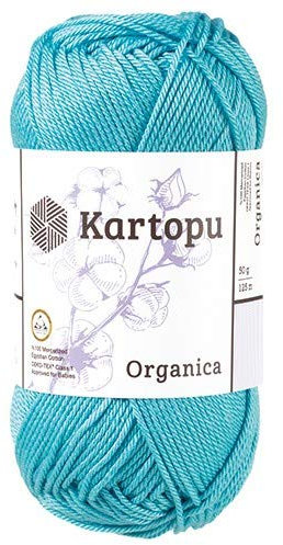Kartopu Organica 50gr Knaul- Baumwollgarn, – Häkelgarn aus feinster ägyptische Baumwolle (Grundpreis 4,90 für 100gr) (576 türkis)