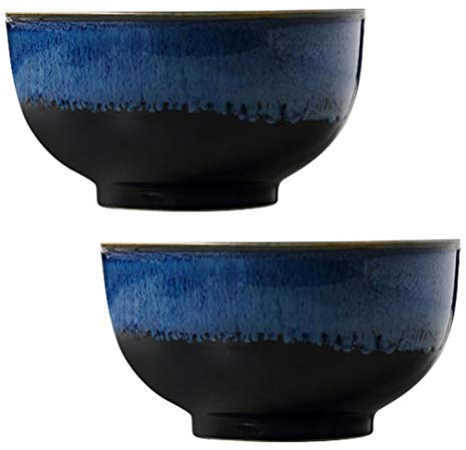 Cabilock Japanischen Miso Suppe Schalen Keramik Schüssel Schwarz Getreide Suppe Salat Obst Reis Schalen Lebensmittel Lagerung Container Ramen Schüssel für Küche Esszimmer Und Hause