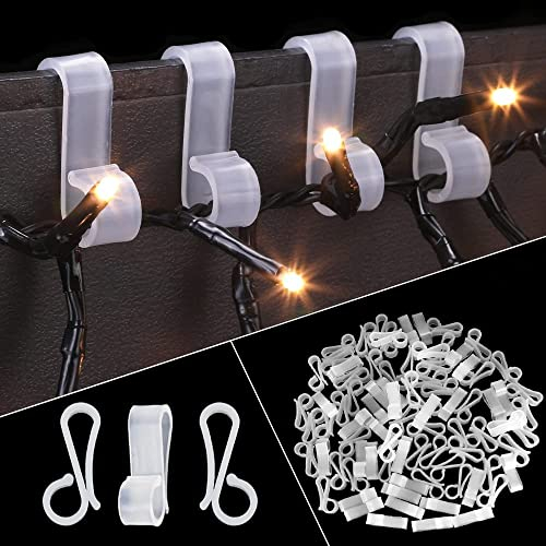 Vikdio 60 Pcs Gutter Hooks for Hanging Christmas Lights, Holiday Lights Clips Mount to Shingles, Gutter Clips for Securing Outdoor Icicle Lights on Christmas Halloween Home Garden Decor