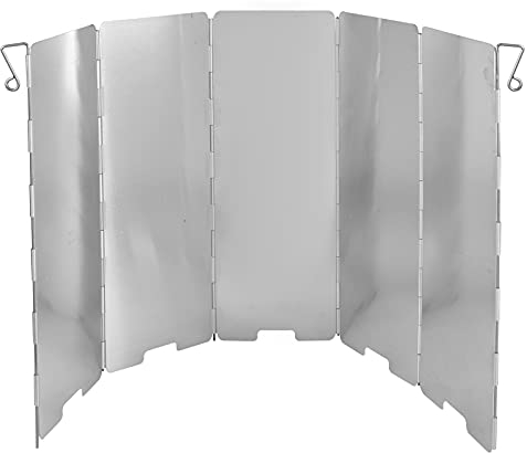 ALBERT AUSTIN Camping Stove Windshield 5 Plates Stove Windscreen | Folding Aluminum Camping Cooker Windshield | Wind Shield Lightweight Compact with Drawstring Bag For Camping Stoves And Butane Stoves