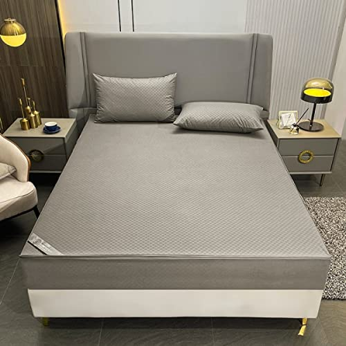 HAIBA Bedding Waterproof Reissverschluss Premium Matratzenbezug, Bettwanzen Und Staubmilben Proof Matratzenbezug,grau,180x200+20cm