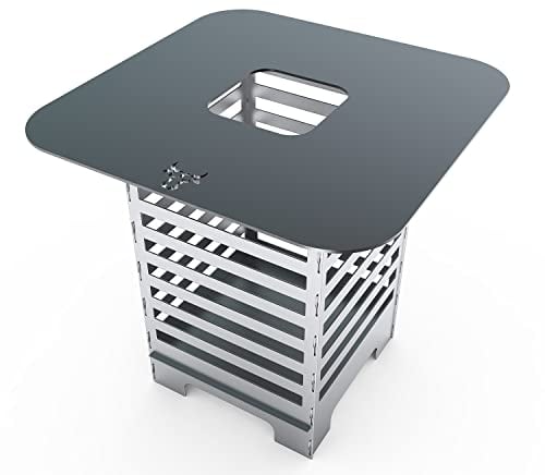 tuning-art FK11 Feuertonne Grill-Set | Feuerkorb Steckbar + Feuerplatte | Grillplatte, Größe:Modern + Grillplatte