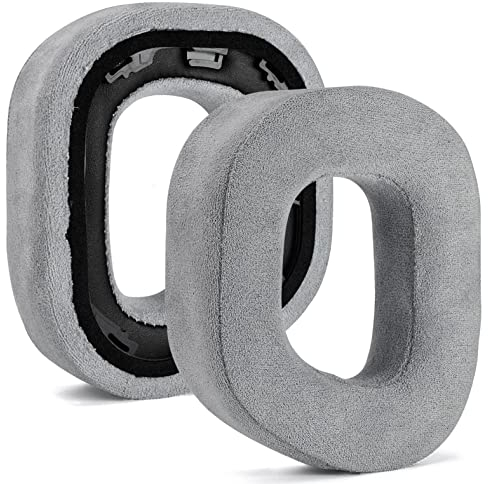 Almohadillas HS80 RGB más gruesas de calidad mejorada, almohadilla de repuesto compatible con auriculares inalámbricos Corsair HS80 RGB (tela gris)