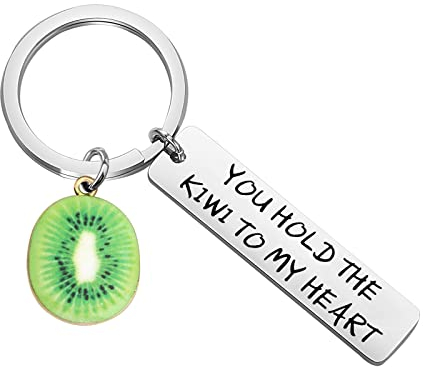 Kiwi-Schlüsselanhänger You Hold the Kiwi to My Heart, Kiwi-Charm-Schmuck für Kiwi-Liebhaber, Stahlfarbe, 5*1.2