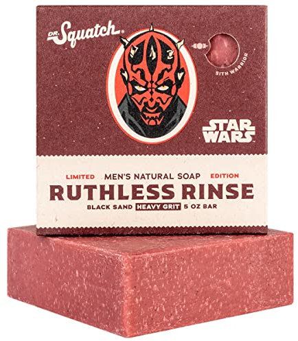 Dr. Squatch Mens Starwars Ruthless Rinse Soap – Limited! - Natural Exfoliating Soap Bar for Men with Volcanic Sand, Dragon Fruit and Coconut Oil – Bar Handmade in USA, Pack Of 1, 5 Oz