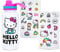 Silver Buffalo Hello Kitty Icons 32oz Twist Spout Plastic Bottle with Sticker Set