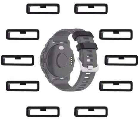 MTHGH 20 mm Cinturino per Garmin Fenix 7S/6S/5S /Forerunner 55/45/45S/245 /Instinct 2S Anelli di fissaggio [10 pz], morbido silicone sostituzione anelli di fissaggio titolari connettore Loop
