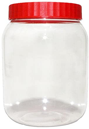 4 Liter Plastic Food Storage Canisters, Top Red Screw Lids, Food Grade Preserving Box, BPA-Free Clear Airtight Reusable Container For Herbs Spices Sweets (1 Pcs)