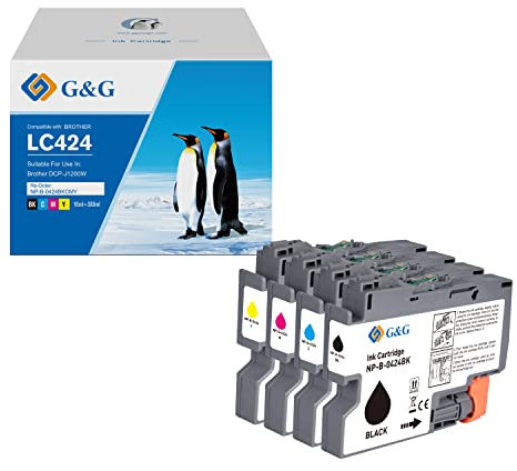 G&G LC424 Patronen Kompatibel mit Brother LC424 für Brother DCP-J1200W Druckerpatronen (Black Cyan Magenta Yellow)