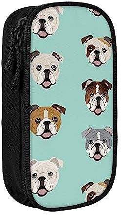 OHWODA Englische Bulldogge Gesichter gedruckt Große Kapazität Federmäppchen, langlebige Bleistifttasche, tragbare Schreibwarentasche, Schreibtisch-Organizer