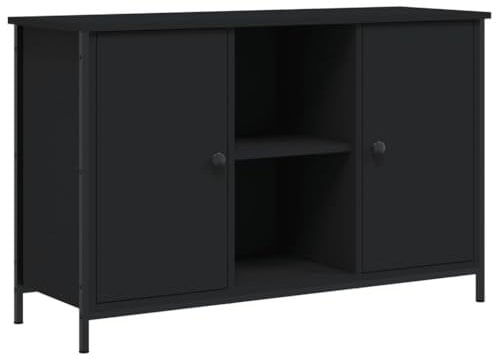vidaXL Mobile Porta TV Nero 100x35x65 cm in Legno Multistrato, Supporto TV, Supporto per unità multimediali, Mobile con Luce LED, mobiletto HiFi