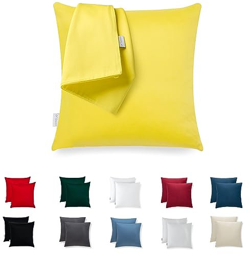 Kissenbezug 50x50 – Mikrofaser Oeko-TEX Zertifiziert – Gelb – 2er Set Kissenbezüge für Kissen 50 x 50 Weich & Atmungsaktiv – Kissenhülle Hypoallergen und Waschbar mit Verdecktem Reißverschluss