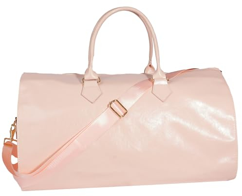 Kalawen Kleidersack aus Leder, Kleidersack für Reisen, Geschenke für Männer Frauen Business, Rosa