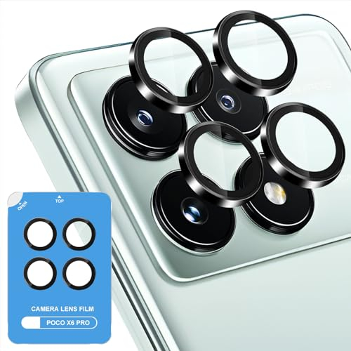 Liilaa Caméra Arrière Protecteur Compatible avec Xiaomi Poco X6 Pro 5G, Ultra Résistant HD Verre Trempé, 9H Dureté Anti-Rayures Protection Caméra Film - Noir