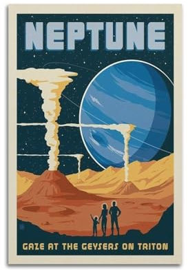koanga Vintage Space Poster Neptune Poster Dekorative Malerei Leinwand Wandposter und Kunstdruck Moderne Familie Schlafzimmer Dekor Poster 30 x 45 cm