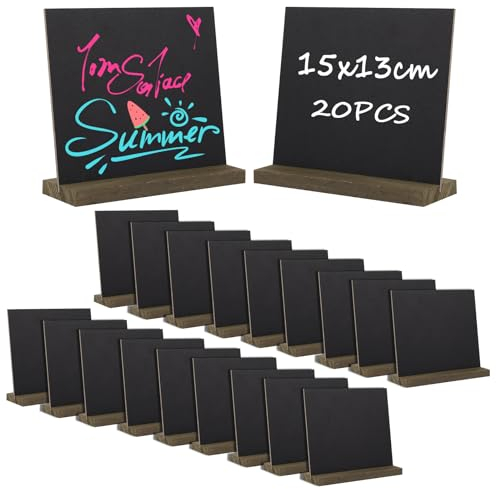 JMIATRY Lot de 20 Mini Tableau Noir, Petit Tableau Noir Craie, Ardoise de Table Craie Ardoise Menu pour Table Mariage Restaurant Anniversaire