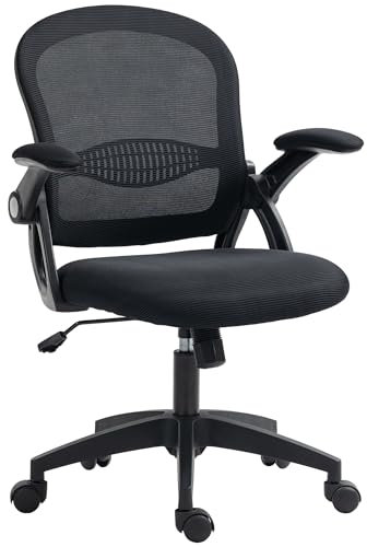Vinsetto Sedia da Ufficio Ergonomica con Schienale a Rete e Seduta Imbottita, Altezza Regolabile, 65.5x61.5x88-97.5cm, Nero