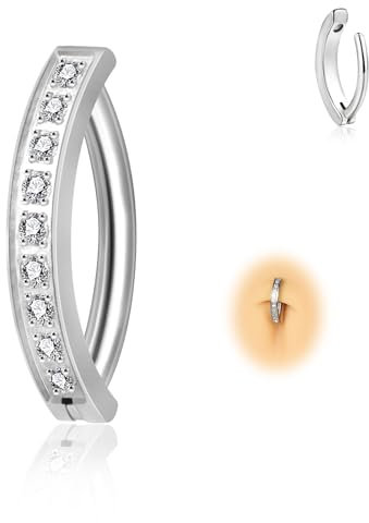 Candyfancy 14G Clicker Bauchnabelpiercing Titan Antiallergie Bauchnabelpiercing 10mm Zirkonia Nabelpiercing Belly Piercing Bauchnabel Körperschmuck für Damen Herren