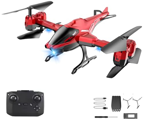 OpenRC – RC ferngesteuerter Helikopter Rot - Beleuchtung und Hindernisvermeidung - Hubschrauber Quadrocopter ferngesteuert Spielzeug für Kinder und Erwachsene - Leuchtende Drohne Geschenk