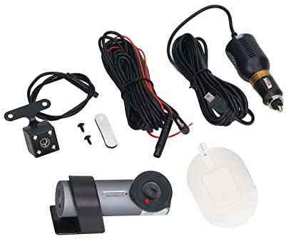 Caméra de Tableau de Bord WiFi, Caméra de Tableau de Bord Avant et Arrière Rotative à 360 Degrés, Détection de Mouvement, Contrôle par Application, Surveillance du Stationnement