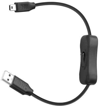 JSADZKJ 30cm USB A Male to Mini B Male Extension Cable, USB 2.0, Data Transfer & Charging, Compatible with Camera, GPS, MP3/MP4, On/Off Switch