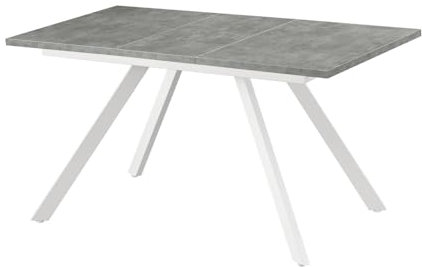 B&D home Esstisch Sven, ausziehbar 120-160 x 80 cm, 4-6 Personen Küchentisch Holztisch mit Metallgestell für Esszimmer, Küche, skandinavisch Industrial Design, Beton Optik 11202-FW-BETO-P