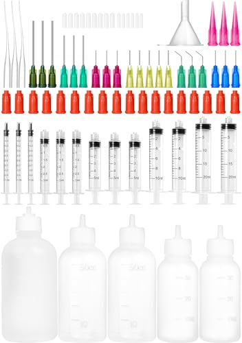Spritze Set 1ml 3ml 5ml 10ml 20ml Luer Lock Spritze mit stumpfer Nadelspitze, 30ml 50ml 100ml Nadelflasche Applikator für DIY Handwerk, Strass, Holzbearbeitung, Farbe, Klebstoffe, Öl, Tinte, Leim