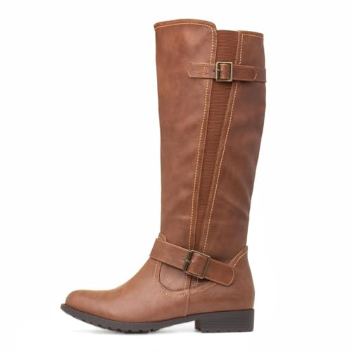 Lilley Womens Tan Buckle Zip Up Riding Boot