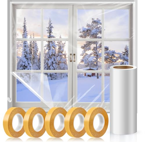 Window Insulation Kit for Winter,63×394 Window Plastic for Winterizing Kit