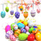 VOPIWOZ 36 STK Easter Eggs, Ostereier zum Aufhängen Draußen, Zwei Größen von Bunte Plastik Ostereier Deko Mit Farbband und 2 Netzbeutel, für Osterdeko Garten, Osterkranz, Ostergras Deko