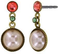 Konplott: pendelnde Ohrstecker Margarita, klassische Ohrstecker mit kleinen Kristallsteinen und Halbperle, für Damen/Frauen (multi)