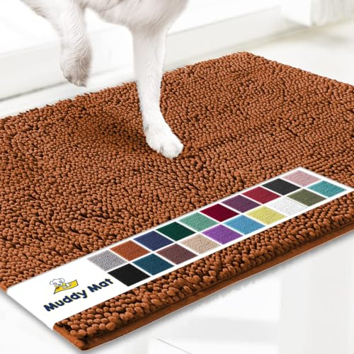 Muddy Mat® AS-SEEN-ON-TV Hochsaugfähige Mikrofaser-Fußmatte und Haustierteppich, rutschfest, dick, waschbar, für Küche, Badezimmer, Schlafzimmer, drinnen und draußen, Orange, 61 x 183 cm