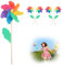 WindräDer, Dwafill 4 Windrad Kinder, 40cm Holzstange, Bunte WindbläTter, WindmüHle Garten, Geeignet fur Strand, Park, Camping, Balkon, Windspiel Sommer (4)
