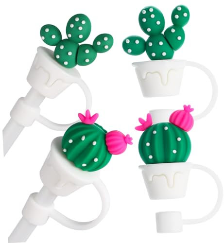 GALPADA 4pièces Couvercles De Paille Réutilisables Design Cactus De Embouts Paille Antidérapants Tasses Bouteilles