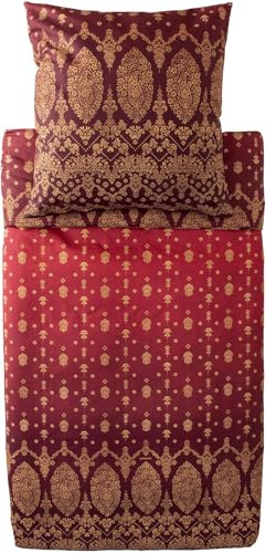 Bassetti Gold Decor Bettwäsche + 1 Kissenhülle aus 100% Baumwollsatin in der Farbe Bordeaux R1, Maße: 135x200 + 1 K 80x80 cm - 9333253