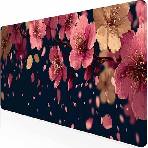Tapis de Souris XXL 600 x 300 mm Tapis de Souris Gamer Noir Rose, Accessoires Bureau avec Base Antidérapante et Bords Cousus, Deco Bureau, Cadeau Anniversaire Homme, Mousepad pour MacBook -z1c09D44