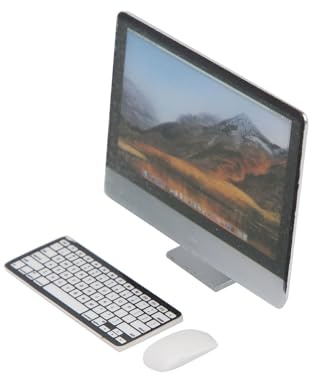 Hztyyier Miniatur-Computer-Set, Bildschirm, Tastatur, Maus, Simulation, Puppenhaus-Zubehör für, Geburtstagsgeschenk (Dreiteiliges Computerset)