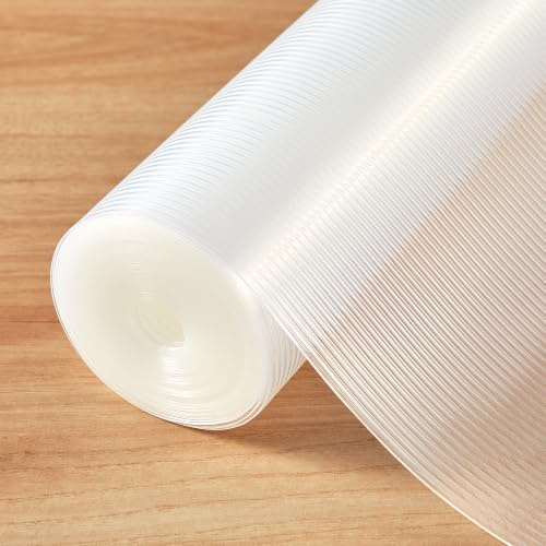 ALIUNI Ribbed Drawer Liners 45 x 300 cm, Kitchen Drawer Liner 100% EVA Non Slip Non Adhesive Shelf Liner, Waterproof Oil Resistant & Wipeable, Clear Protector for Cupboards, Fridge Shelves, Bedroom