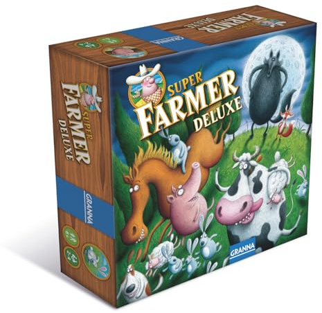 Granna – Superfarmer Deluxe – Familienspiel & Wirtschaftsspiel, Deluxe-Version mit Tierfiguren, Für Kinder & Erwachsene, 2–4 Spieler, Spieldauer ca. 30 Min, Ab 6 Jahren