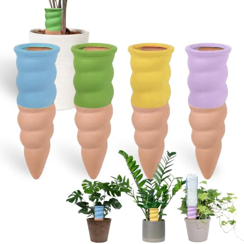 MKNZOME Sistema de Riego Automatico Macetas, 4 Piezas Riego por Goteo Botella Set Autorriego Kit Riego Plantas Vacaciones para Jardín Terraza Invernadero Flores Plantas Interior Exterior