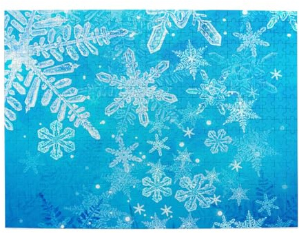 Weihnachts-3D-Eis-Schneeflocke, 500-teiliges Puzzle für Erwachsene – Holzpuzzle für Erwachsene und ältere Menschen