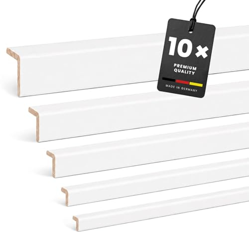 KGM Winkelleisten - Kiefer Massivholz Weiß - 2400 x 33 x 19 mm - 10 Stk. | lackiert, langlebig, überstreichbar, Eckleiste für Kanten, Ecken & Übergänge, lösemittelfrei, für Innenausbau & DIY
