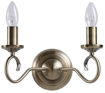 Lindby Wandleuchte, Wandlampe Innen Marnia (Retro Vintage Antik) in Bronze aus Metall (2 flammig E14) - Wandstrahler Wandbeleuchtung Schlafzimmer/Wohnzimmer Wohnzimmerleuchte