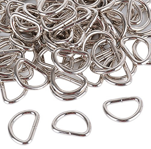 100 Stück Metall D Ringe (25mm Außendurchmesser) Halbringe Vernickelt Loop Ring für Gürtelschnallen Taschen Gürtel 3*25*18mm